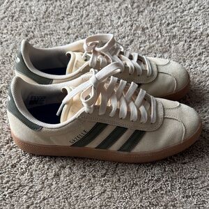 Adidas Gazelle Beige and Olive Sneakers